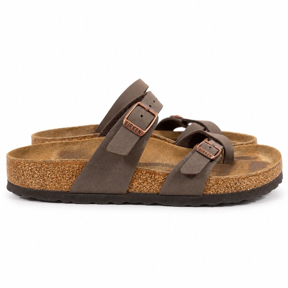 Birkenstock Mayari Womens 40 US 9 Mocha Brown Birkibuc Toe Loop Sandals Regular